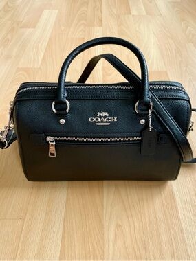 NWT Coach Rowan Satchel Bag Crossbody Black Leather Handbag Logo F79946 NEW